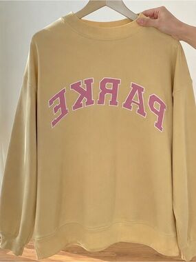 Parker Yellow Crewneck Sweatshirt with Pink Logo